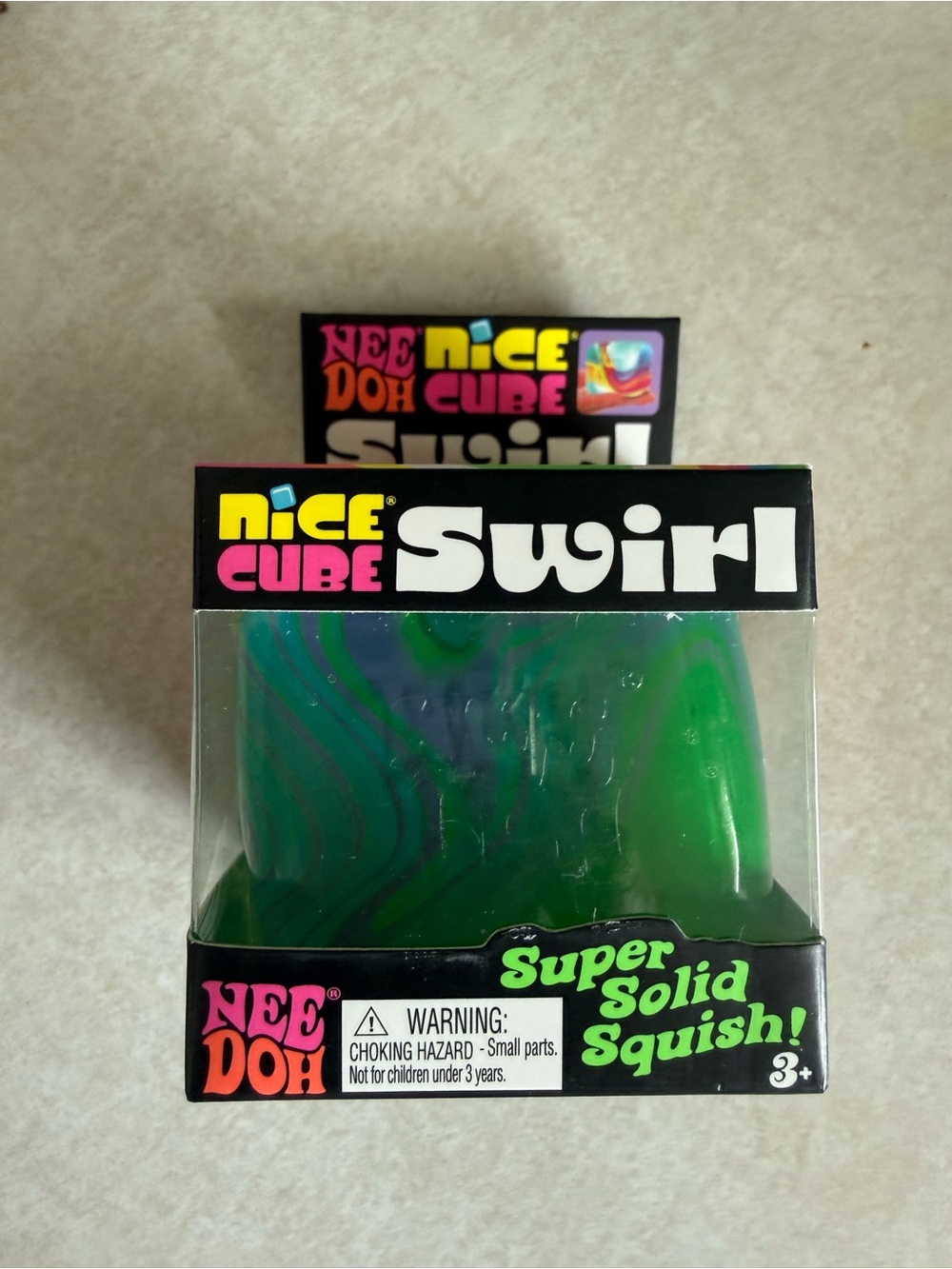 Needoh Nice Cube Swirl Super Solid Squish - Green/Blue